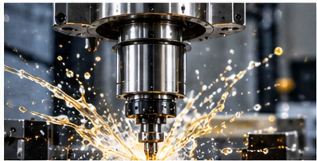 Close-up of a precision CNC spindle