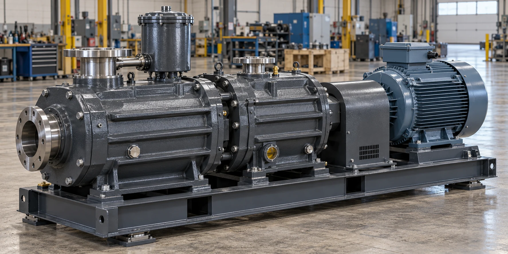 Large dual-stage industrial vacuum pump