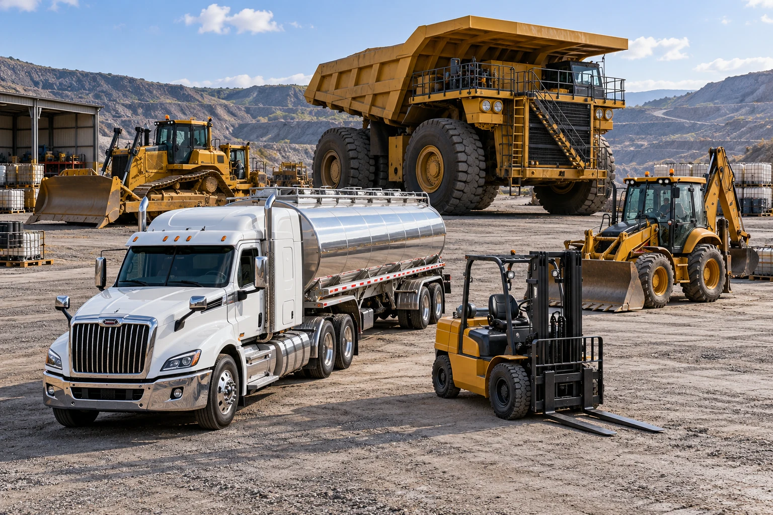 Mining haul truck, delivery truck, forklift, and earthmoving equipment