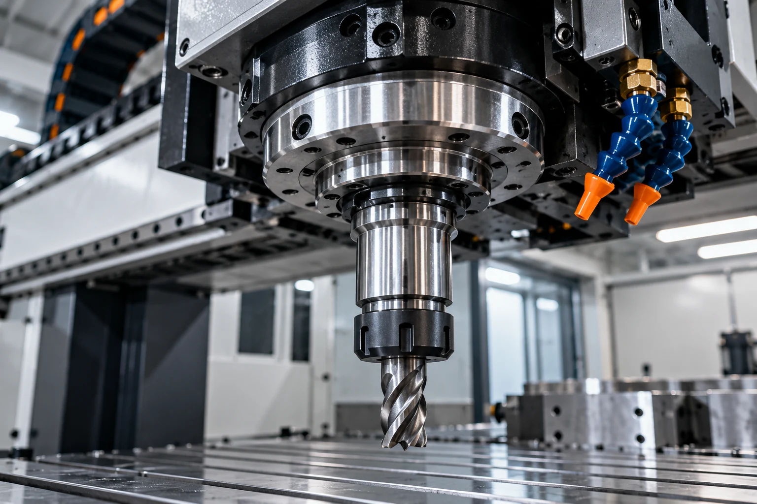 Precision machine spindle for spindle fluid lubrication
