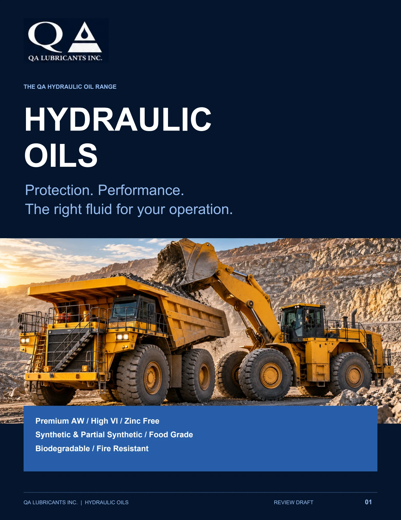 QA Hydraulic Oils brochure, page 1 of 4