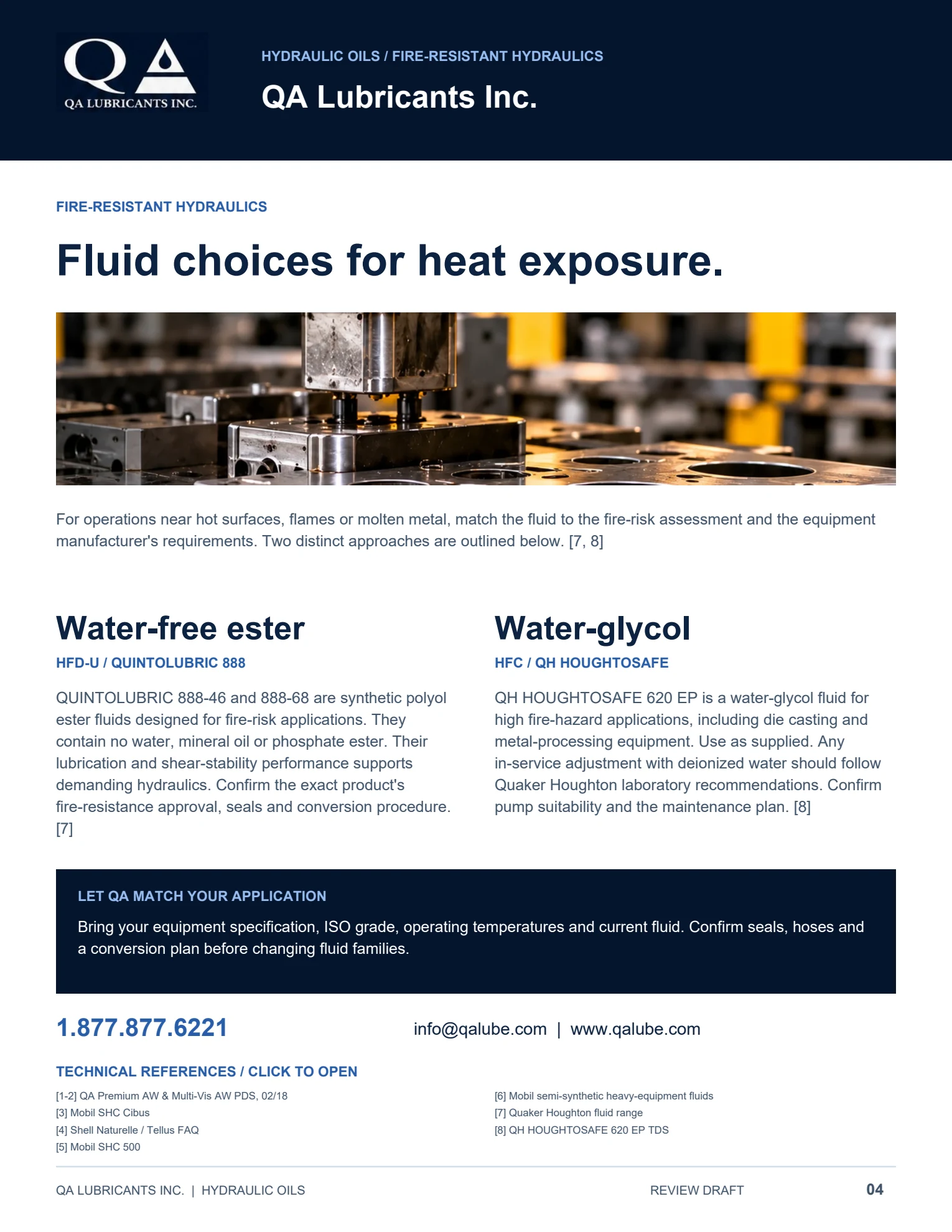 QA Hydraulic Oils brochure, page 4 of 4